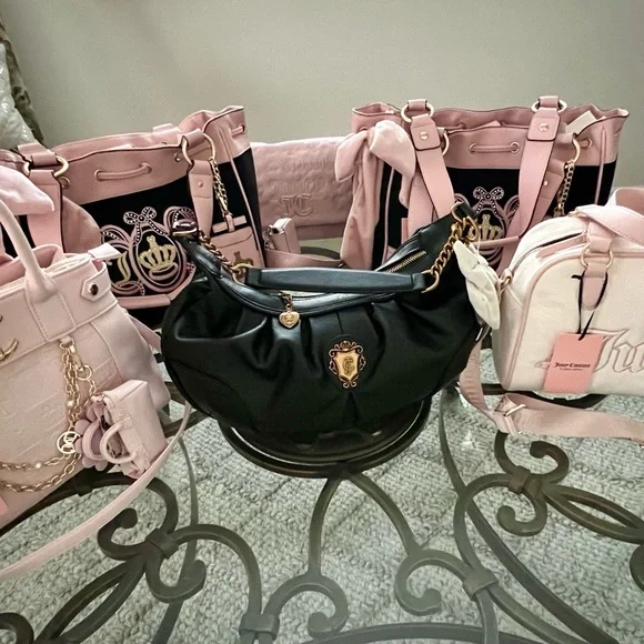 Juicy Couture Liquorice Black Romance Hobo Shoulder Bag! - Picture 7 of 11